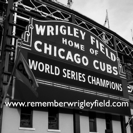Wrigley Field celebrates the 2016 World Series Championship on its famous marquee