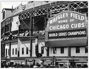 The Wrigley Field landmark marquee celebrates the World Series Champions in 2016